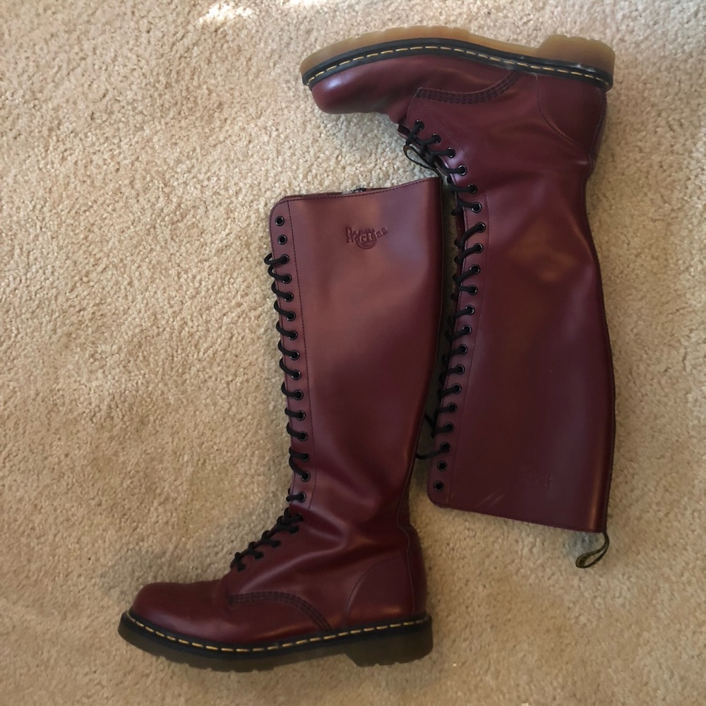 Oxblood knee high Dr. Martens